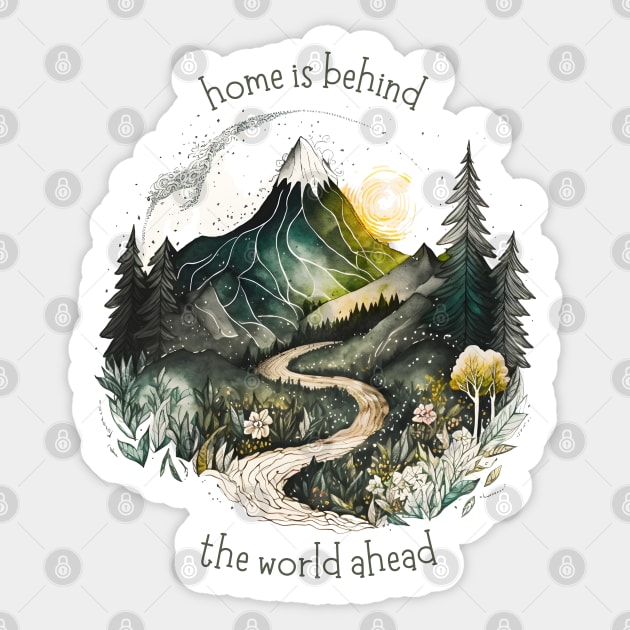 Home Is Behind, the World Ahead - Lonely Mountain - Watercolor Art - White - Fantasy Sticker by Fenay-Designs